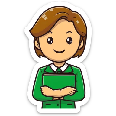 smiling teacher with light brown hair and green eyes sticker