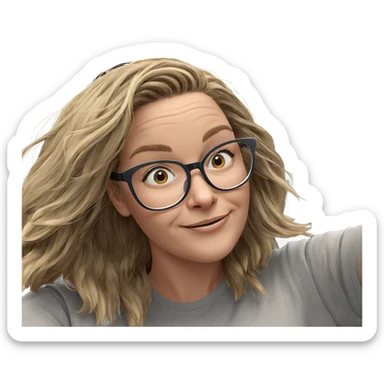 smiling girl with glasses sticker