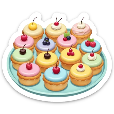 party pastries tray pastel colors sticker