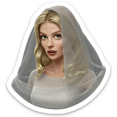 blonde girl in veil portrait sticker