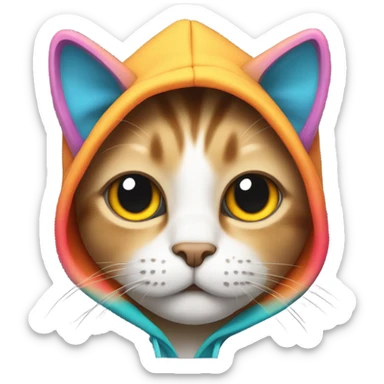 cat wears a hoodie sticker