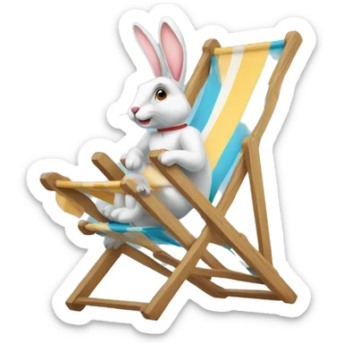rabbit sitting deckchair sticker