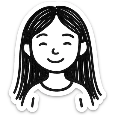 A girl with long black hair and fair skin sticker