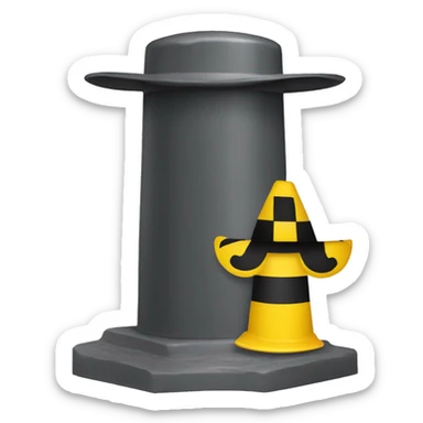 Caution Bollard with cowboy hat sticker