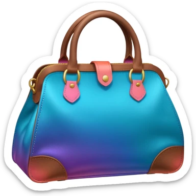 coins in gradient of turquoise, blue, pink, purple, and coral color inside a brown bag sticker