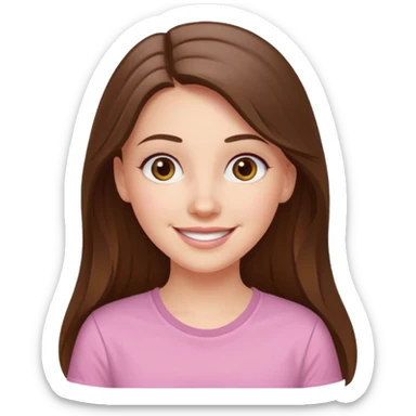 happy white long brunette hair girl with hazel eyes and in a light pink shirt with USC in white sticker