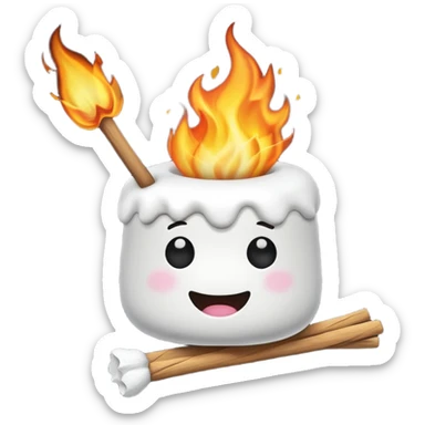 melting Marshmallow on fire wuth stick sticker