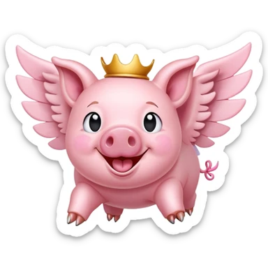 smiley face winged flying pig  sticker