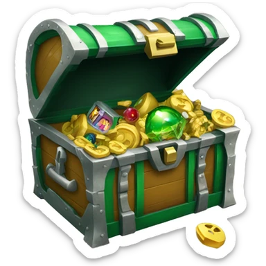 open Green treasure chest with arcade cabent coming out sticker
