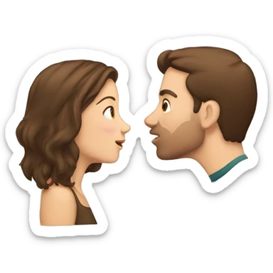 a girl with brown hair kissing a guy with brown hair  sticker