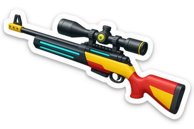 Make the toy sniper rifle much longer and more high tech, in the style of Apple emojis, with no background. Keep the apple emoji style look and feel. sticker