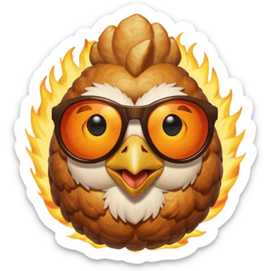 balls with chicken in fire sun glasses sticker