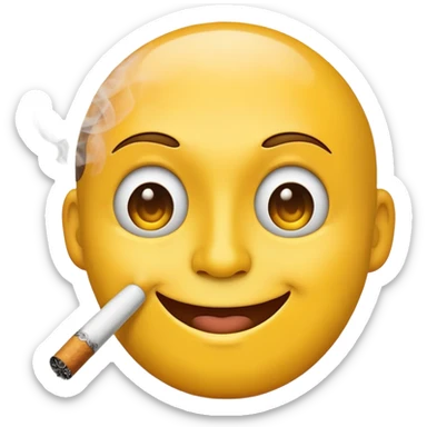 yellow face emoji smoking  sticker