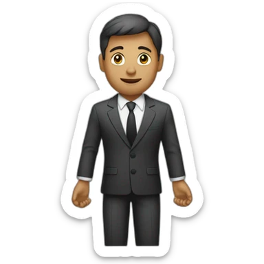 man in suit stretches his arms forward sticker
