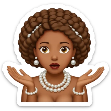 Black woman clutching pearls on neck with hands and looking shocked  sticker