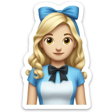 alice blonde girl in blue clothes with a black bow on hair sticker