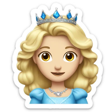 blonde princess with blue eyes with princess crown sticker