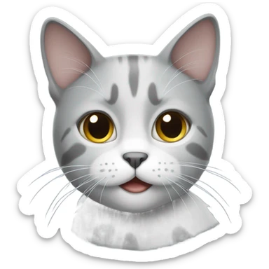 Grey cat with white areas too sticker
