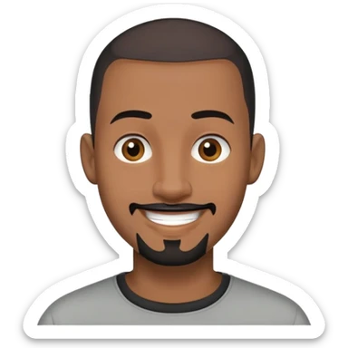 Đàn ông, đầu đinh, mặt dài, da đen cười tươi tóc đen, râu quai nón sticker