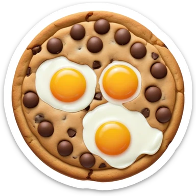 chocolate chip cookie with a sunny side up egg on top sticker