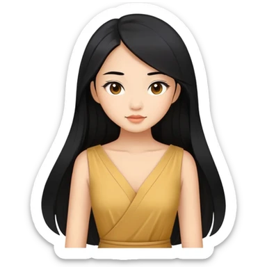 Beautiful Asian girl with long black hair wearing Filipiana dress sticker