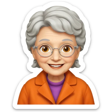 a granny with orange coat sticker