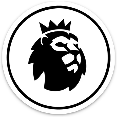 minimalist flat design English Premier League badge, simple lion silhouette, purple and white, circular badge, no text sticker
