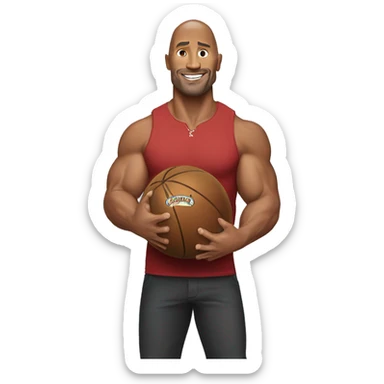 Dwayne Johnson holding a ball sticker