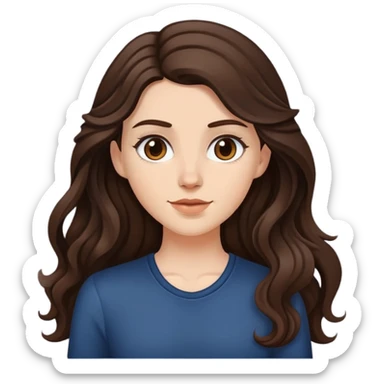 White girl with long dark brown slightly wavy hair  sticker
