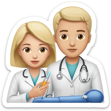Doctor give nurse an injection  sticker