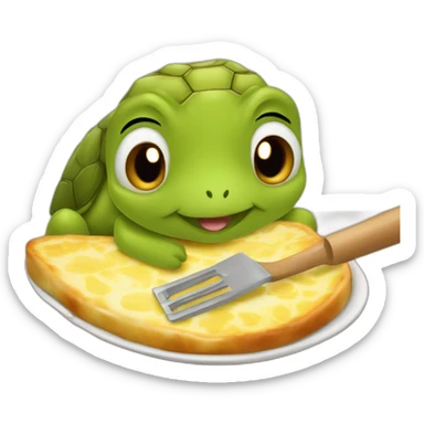 Une tortue qui mange une raclette sticker
