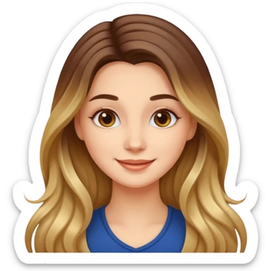 Beautiful happy woman with Balayaged long hair sticker