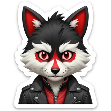 Anthropomorphic Anthro Furry punky gothic black white and red badass cool stylish handsome smexy Animal-furry-fursona sticker