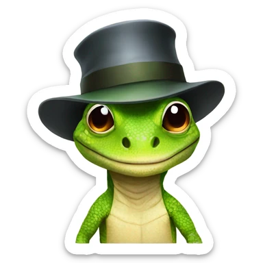 lizard with a hat sticker