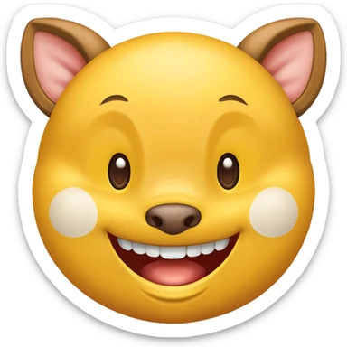 Yellow smile face with doe eyes and bucked teeth  sticker