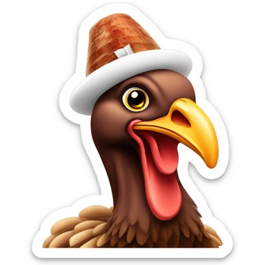 Turkey wearing a turkey hat sticker