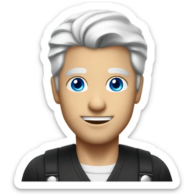 Handsome bartender with white hair and blue eyes.  sticker