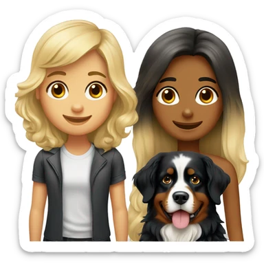 Bernese mountain dog and blond long haired girl sticker