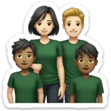  students club of 7 members (3 boys and 4 girls) with dark green shirt sticker