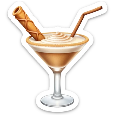 Cinnamon churro martini with one churro sticking out of the glass sticker
