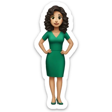 wavy dark hair 35 years old caucasian latina brunette with green dress sticker
