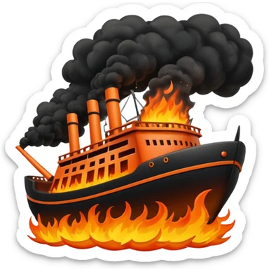 un barco quemandose sticker