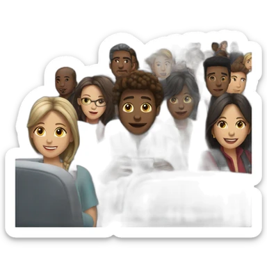 group on passengers taking a train sticker