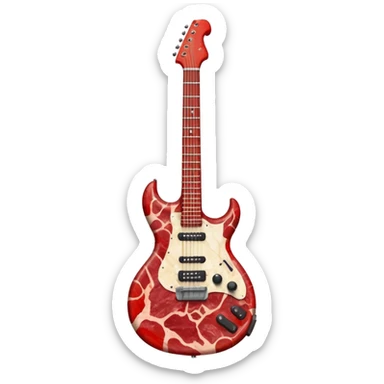 An electric guitar entirely made of meat! sticker