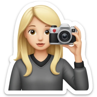 blonde girl photographer cartoon taking picture sticker