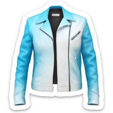 Realistic side view of a sky blue to white ombre leather jacket. sticker