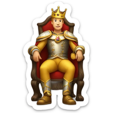 A king sitting on chair  sticker