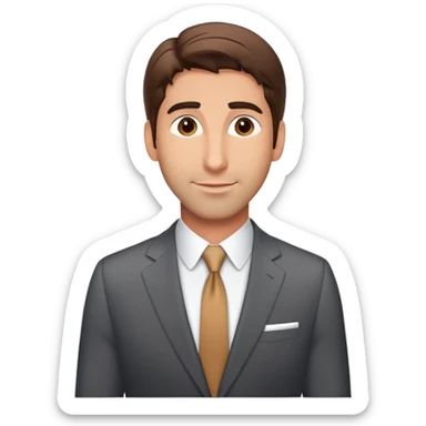handsome Ross Geller from Friends TV show with well-styled brown hair and attractive features in a nice suit sticker