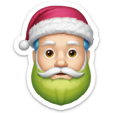 Un père noël avec une barbe jaune, verte, bleu et rose sticker