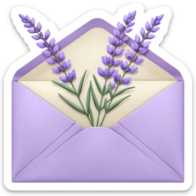 Pastel light whitish purple envelope with lavender flowers laying on top  sticker